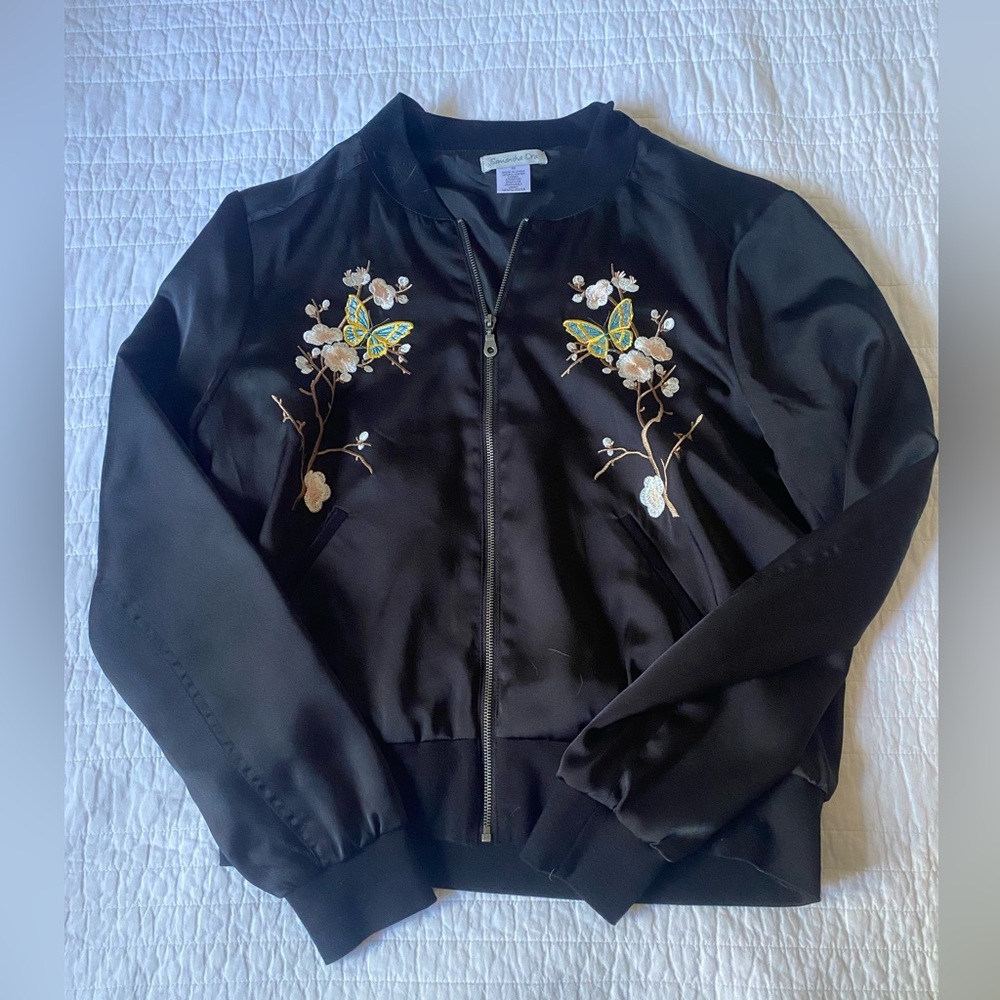 Size xs silk embroidered bomber jacket